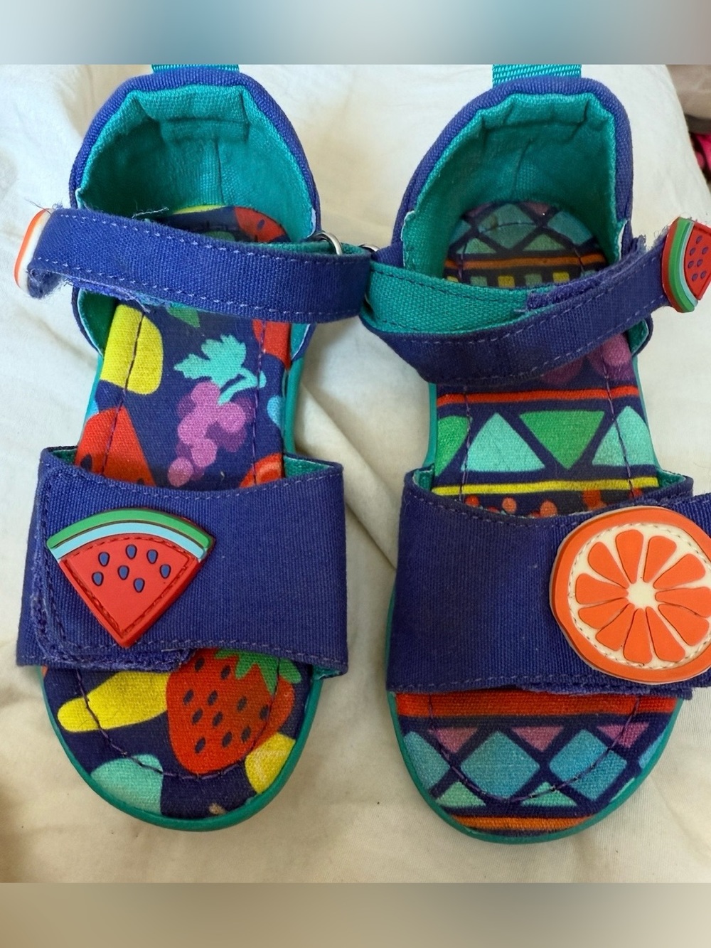 Kids Fruit Print Sandals with Orange & Watermelon Accents